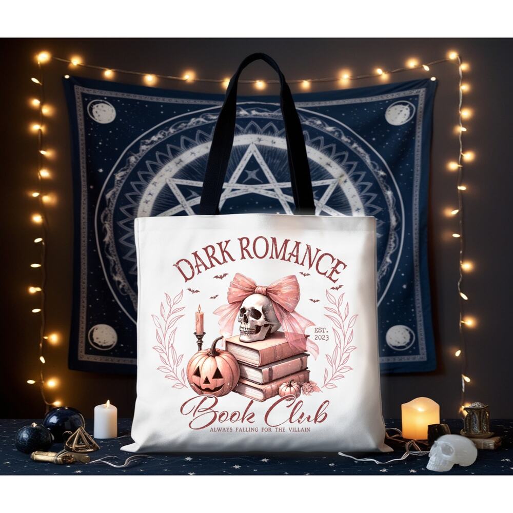 Large Dark Romance Tote Bag for Readers, Book Lovers, Bibliophiles